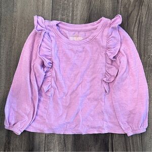 Toddler Girls Long-Sleeve Ruffle Shoulder Top Shirt Cat & Jack 3T EUC purple
